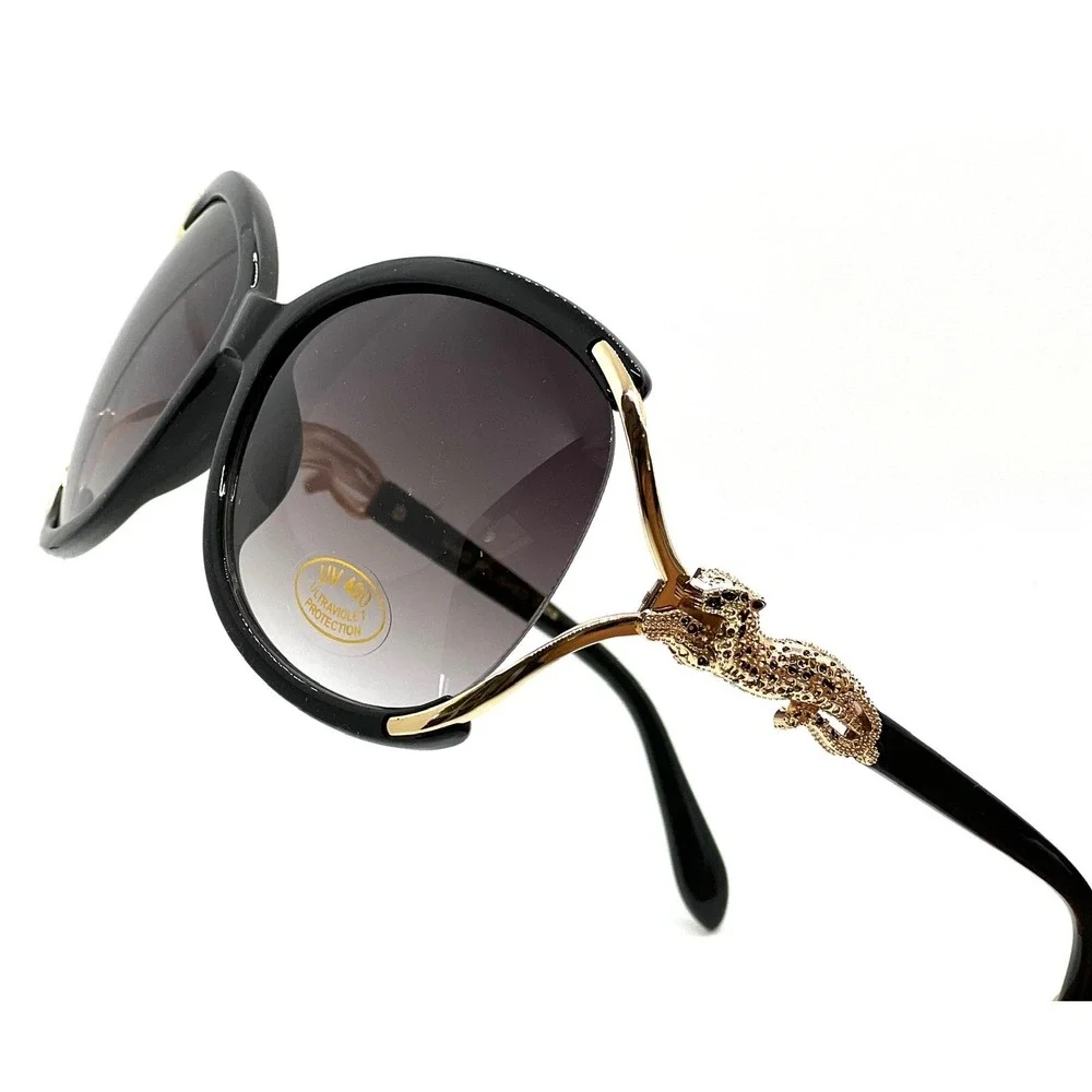 Oversized Sunglasses Women‎ Black Gold UV Protection Outoor Street Wear Female